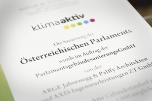 © Parlamentsdirektion / Johannes Zinner - klimaaktiv Auszeichung für das Parlament