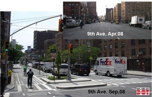 © unbekannte(r) AutorIn / Das Bild zeigt die 9th Avenue in New York vom April 2008 und vom September 2008 - nach der Umgestaltung