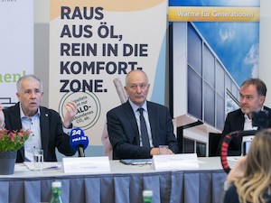 © Messe Wels / Pressefrühstück bei der WEBUILD Energiesparmesse in Wels mit Richard Freimüller, Christian Rakos und Roger Hackstock