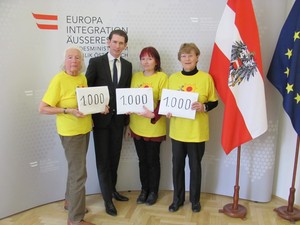 © Wiener Plattform Atomkraftfrei  / Übergabe der Unterschriften an den Minister
