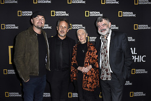 © Getty Images for National Geographic / Leonardo DiCaprio, Richard Ladkani, Jane Goodall and Walter Köhler attend National Geographic Documentary Films SEA OF SHADOWS Los Angeles Premiere at NewHouse