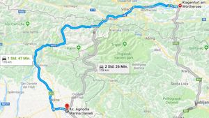 © Die Route führt von Klagenfurt   nach Italien