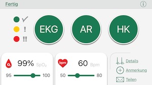 © WIWE-Screenshot / Drei grüne Kreise bedeuten: Alle gemessenen Werte sind in Ordnung