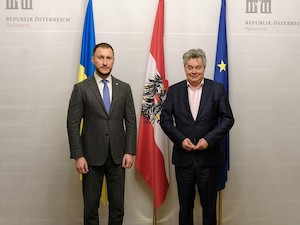 © r  BMKÖS/Shervin Sardari /Stv. Ukrainischer Energieminister Yaroslav Demchenkov und Vizekanzler Werner Kogle