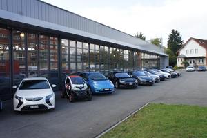 © oekonews / Nichts als Elektroautos vor dem Museum: Opel Ampera, Twizy, Nissan Leaf und viele Tesla Model S